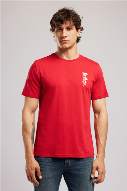 MARIANO Erkek Regular Fit %100 Pamuk Baskılı Bisiklet Yaka T-Shirt Kırmızı