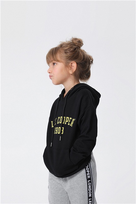 Matilda Kız Çocuk Kapüşonlu Sweatshirt Siyah