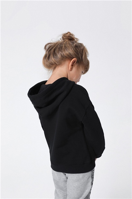 Matilda Kız Çocuk Kapüşonlu Sweatshirt Siyah