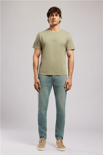 MATTIAS Erkek Regular Fit %100 Pamuk Baskılı Bisiklet Yaka T-Shirt Yeşil
