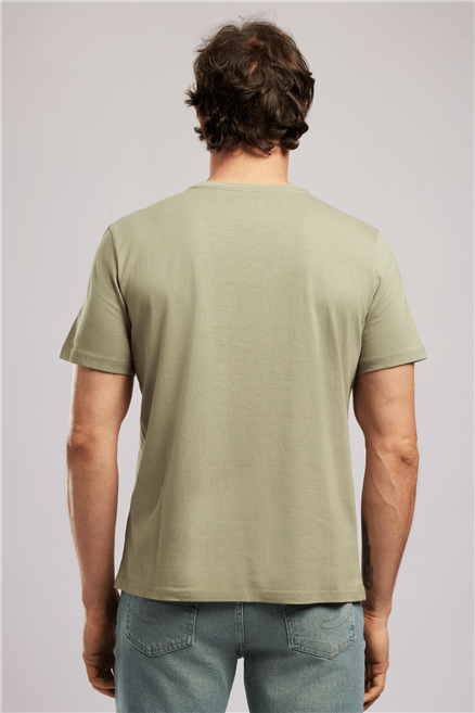 MATTIAS Erkek Regular Fit %100 Pamuk Baskılı Bisiklet Yaka T-Shirt Yeşil