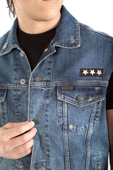 Men Vest Erkek %100 Pamuk Jean Yelek