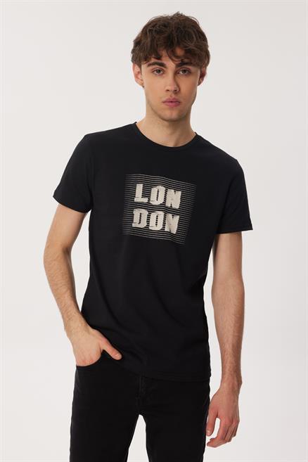 Michael Erkek %100 Pamuk O Yaka T-Shirt Siyah