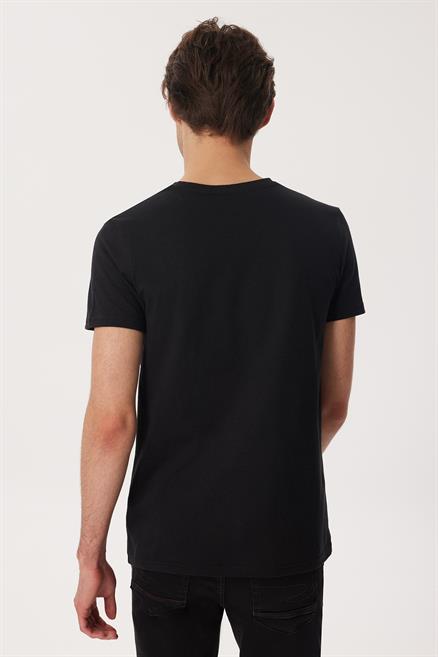 Michael Erkek %100 Pamuk O Yaka T-Shirt Siyah
