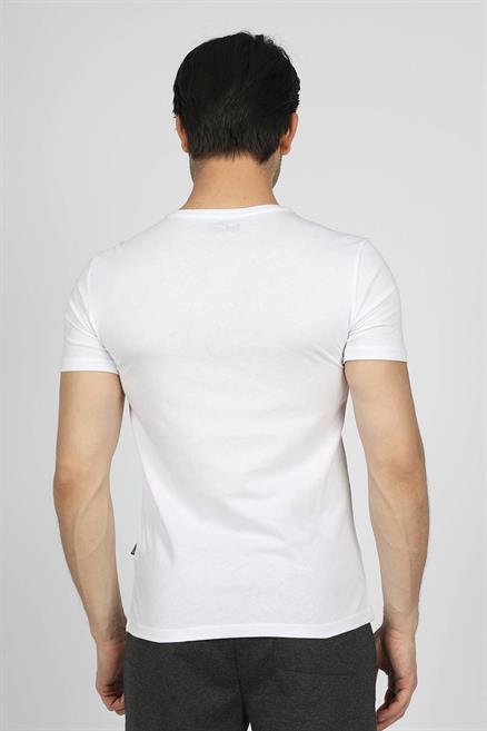 Mike Erkek %100 Pamuk O Yaka T-Shirt Beyaz