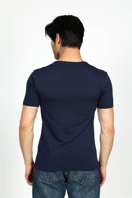 Mike Erkek %100 Pamuk O Yaka T-Shirt Lacivert