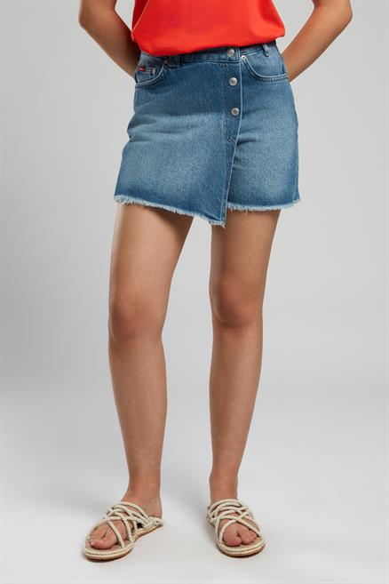 Mila Kadın %100 Pamuk Jean Şort Etek Denim