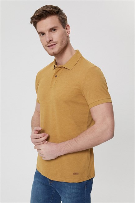 Miless Erkek Polo Yaka T-Shirt Koyu Hardal