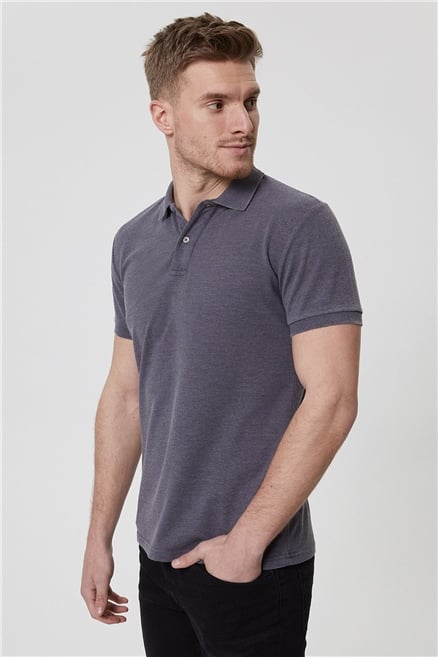 Miless Erkek %100 Pamuk Polo Yaka T-Shirt Antrasit