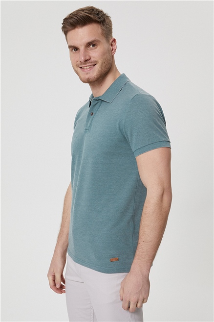 Miless Erkek %100 Pamuk Polo Yaka T-Shirt Yeşil