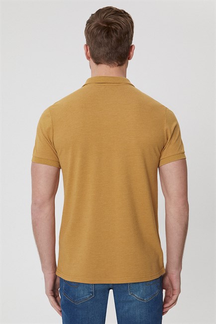 Miless Erkek Polo Yaka T-Shirt Koyu Hardal