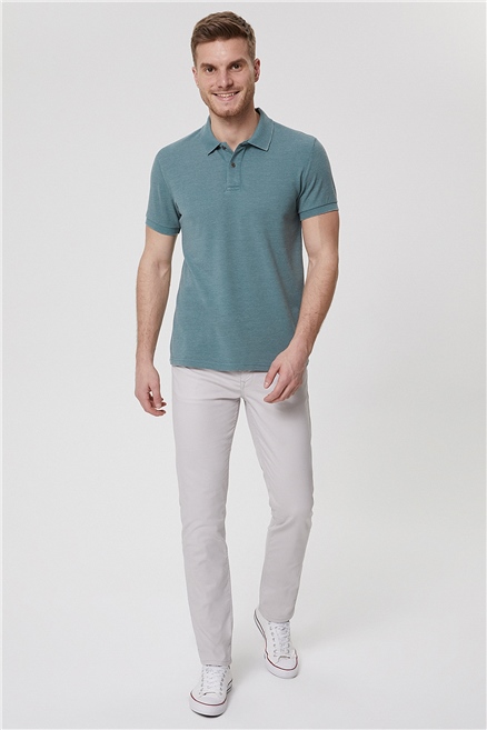 Miless Erkek %100 Pamuk Polo Yaka T-Shirt Yeşil