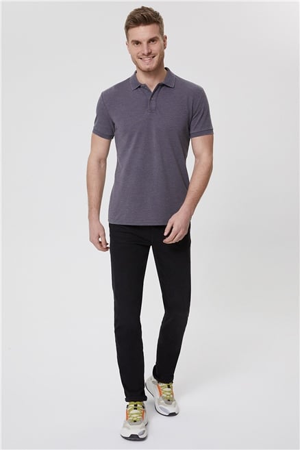 Miless Erkek %100 Pamuk Polo Yaka T-Shirt Antrasit