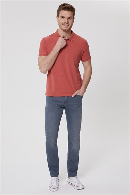 Miless Erkek Polo Yaka T-Shirt Koyu Mercan