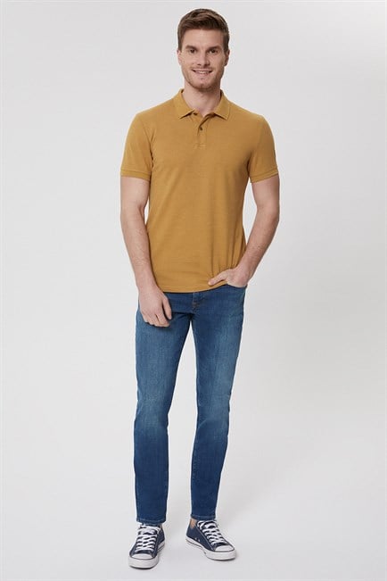 Miless Erkek Polo Yaka T-Shirt Koyu Hardal