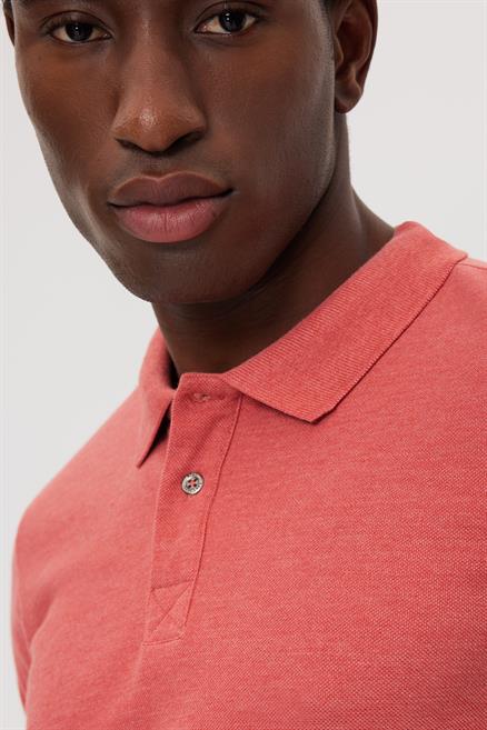 Miless Erkek %100 Pamuk Polo Yaka T-Shirt Koyu Mercan
