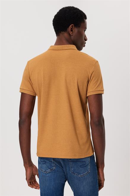 Miless Erkek %100 Pamuk Polo Yaka T-Shirt Koyu Hardal
