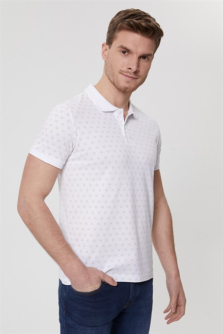 Mixed Erkek %100 Pamuk Polo Yaka T-Shirt Beyaz