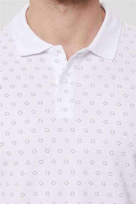 Mixed Erkek %100 Pamuk Polo Yaka T-Shirt Beyaz