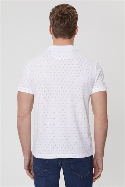 Mixed Erkek %100 Pamuk Polo Yaka T-Shirt Beyaz