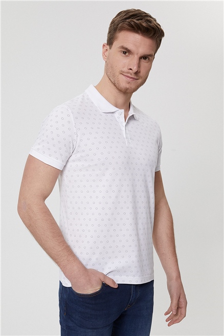 Mixed Erkek %100 Pamuk Polo Yaka T-Shirt Beyaz