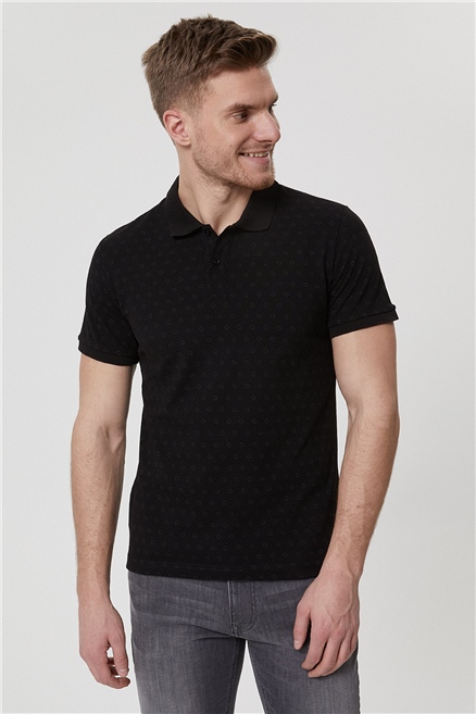 Mixed Erkek %100 Pamuk Polo Yaka T-Shirt Siyah