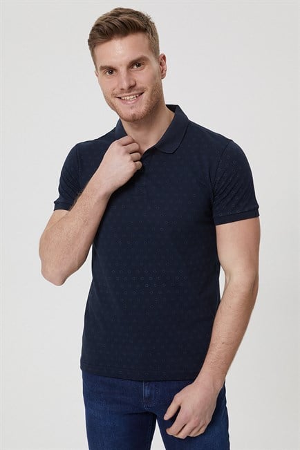 Mixed Erkek %100 Pamuk Polo Yaka T-Shirt Lacivert