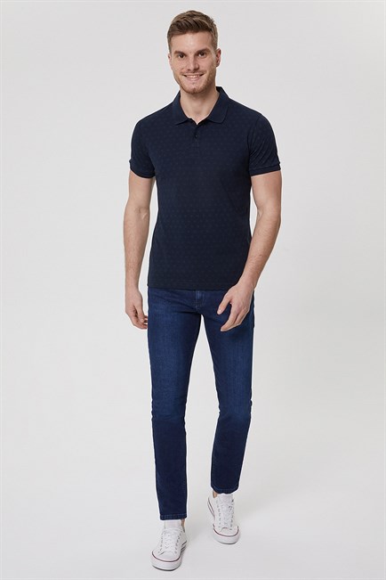 Mixed Erkek %100 Pamuk Polo Yaka T-Shirt Lacivert