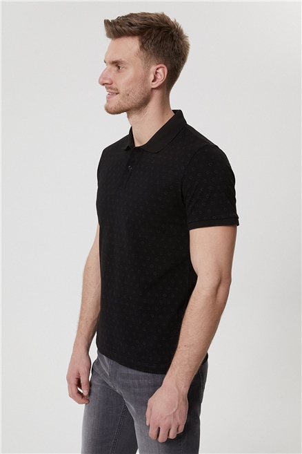 Mixed Erkek %100 Pamuk Polo Yaka T-Shirt Siyah