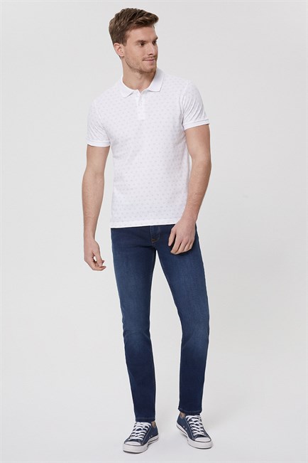 Mixed Erkek %100 Pamuk Polo Yaka T-Shirt Beyaz