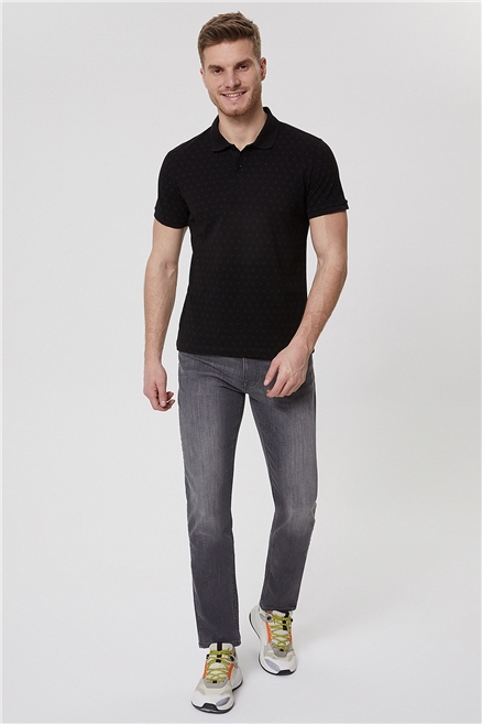Mixed Erkek %100 Pamuk Polo Yaka T-Shirt Siyah