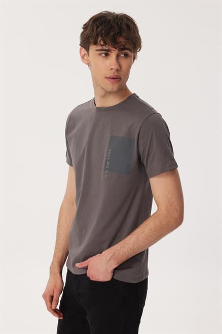 Moby Erkek %100 Pamuk O Yaka T-Shirt Gri