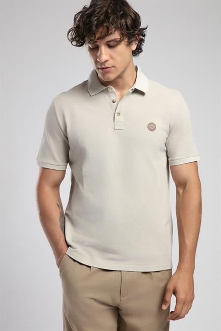 Mules Erkek %100 Pamuk Polo Yaka T-Shirt Bej