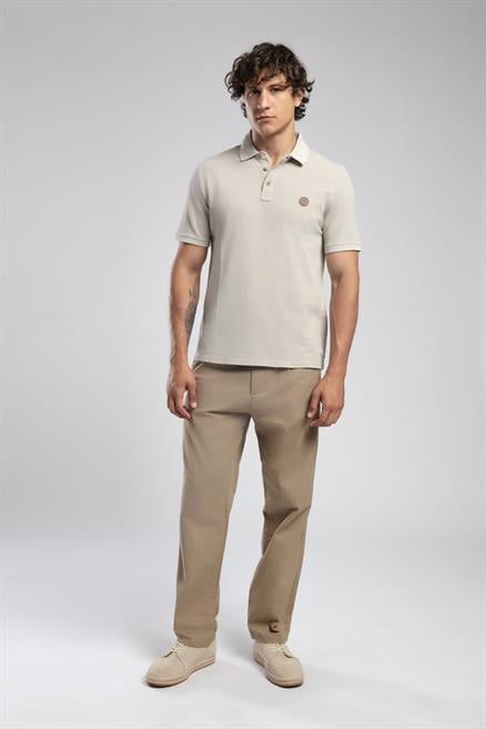 Mules Erkek %100 Pamuk Polo Yaka T-Shirt Bej