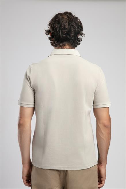 Mules Erkek %100 Pamuk Polo Yaka T-Shirt Bej
