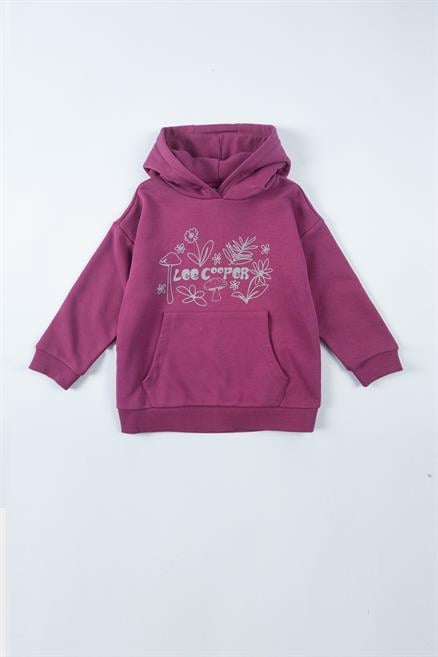 Mush Kız Çocuk Kapüşonlu Sweatshirt Koyu Pembe