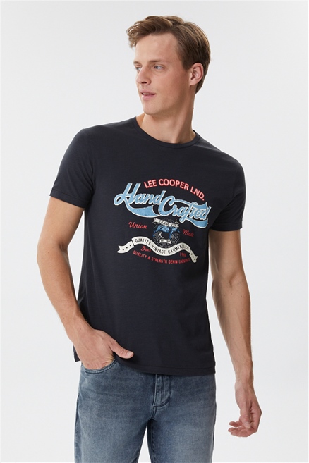 Myron Erkek %100 Pamuk Bisiklet Yaka T-Shirt Antrasit