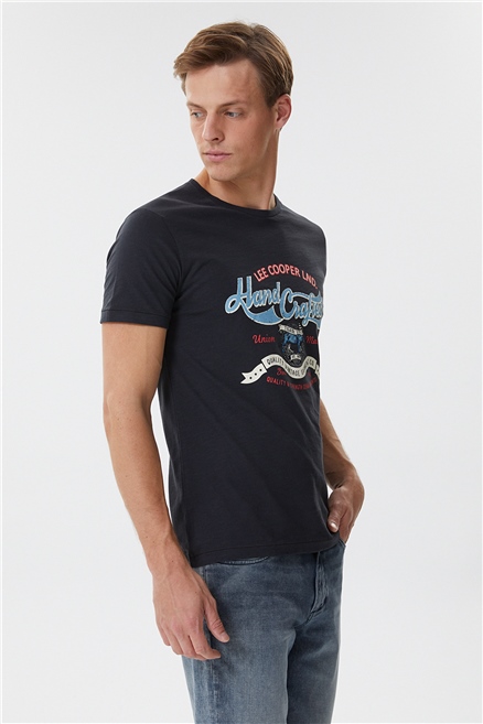 Myron Erkek %100 Pamuk Bisiklet Yaka T-Shirt Antrasit