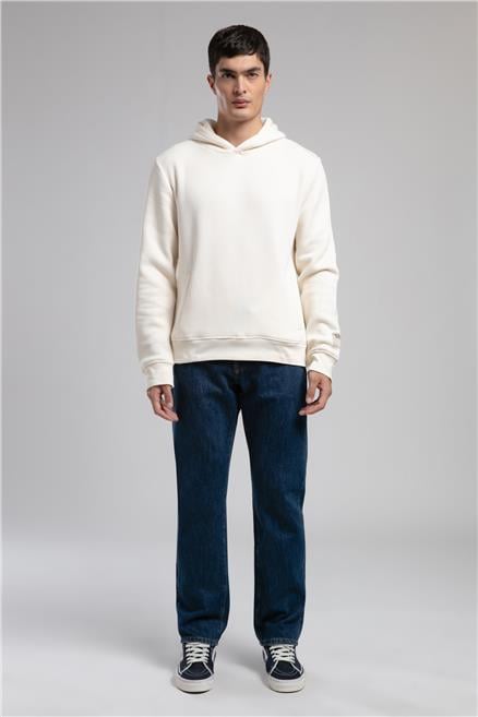 Nathan Erkek Kapüşonlu Sweatshirt Ekru