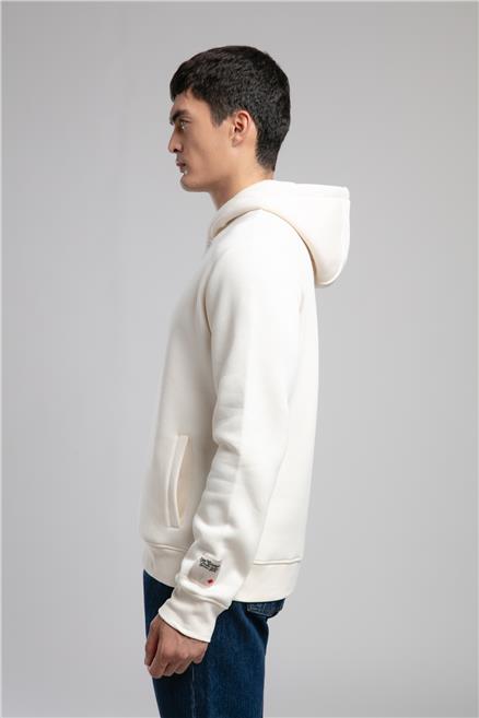 Nathan Erkek Kapüşonlu Sweatshirt Ekru