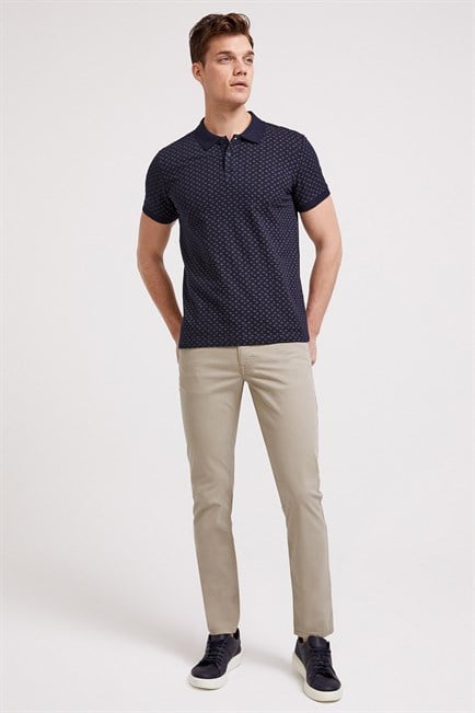 Nature Erkek %100 Pamuk Baskılı Polo Yaka T-Shirt Lacivert
