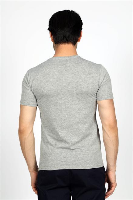 Nero Erkek %100 Pamuk O Yaka T-Shirt Gri Melanj