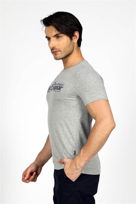 Nero Erkek %100 Pamuk O Yaka T-Shirt Gri Melanj