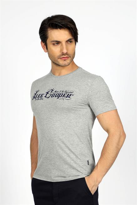 Nero Erkek %100 Pamuk O Yaka T-Shirt Gri Melanj