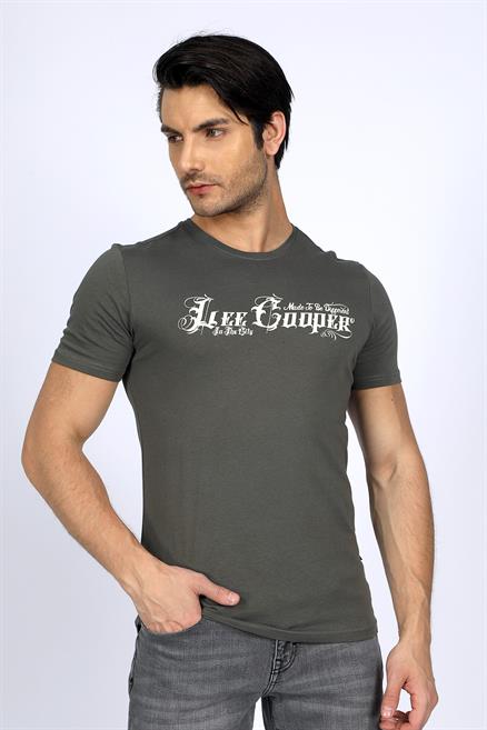 Nero Erkek %100 Pamuk O Yaka T-Shirt Haki