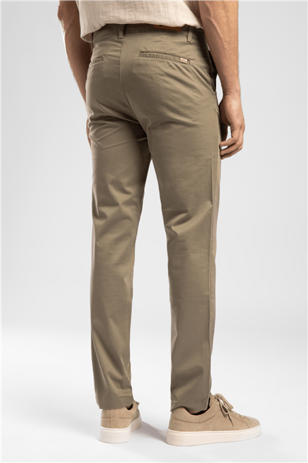 New Chıno 2 Erkek Slim Straight Fit Pamuklu Pantolon Haki