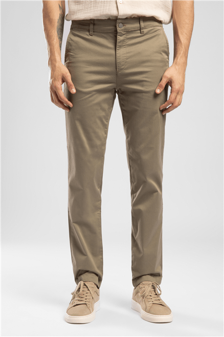 New Chıno 2 Erkek Slim Straight Fit Pamuklu Pantolon Haki