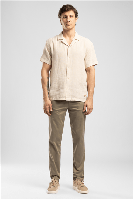 New Chıno 2 Erkek Slim Straight Fit Pamuklu Pantolon Haki