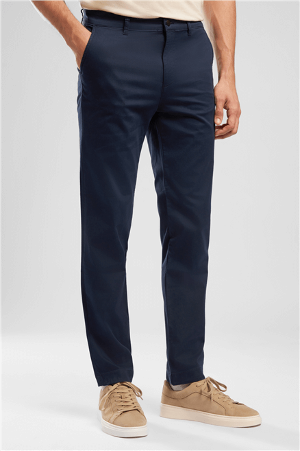 New Chıno 2 Erkek Slim Straight Fit Pamuklu Pantolon Mavi