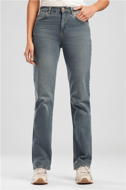New Diana Kadın High Rise Straight Fit Jean Pantolon Mavi̇-Yeşi̇l